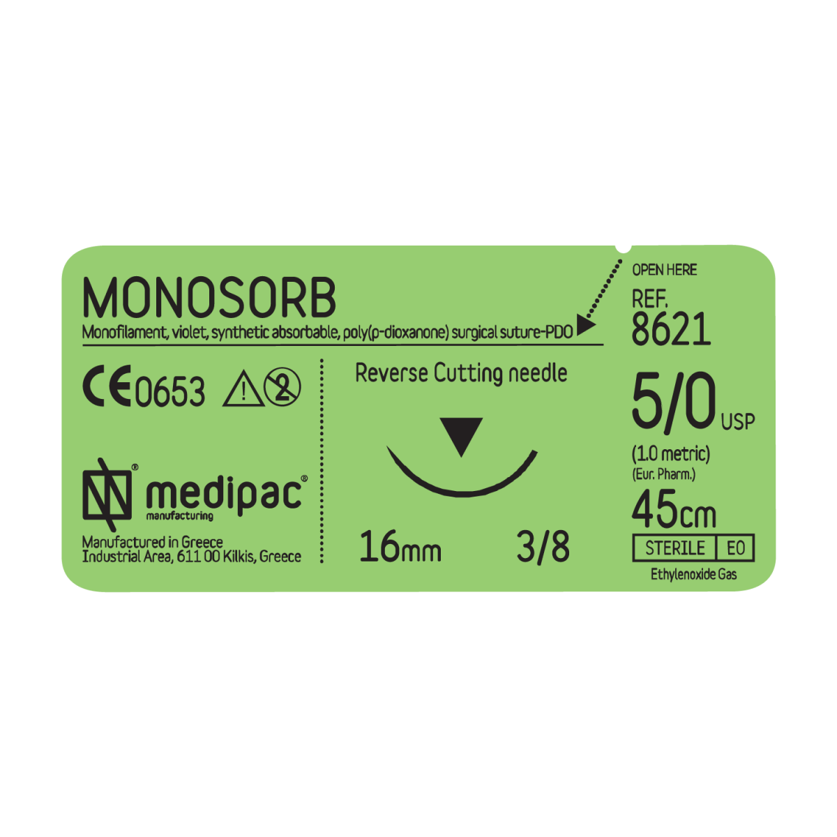 Ράμμα Monosorb 3/0 24mm 3/8 75cm τριγωνική Medipac 8643