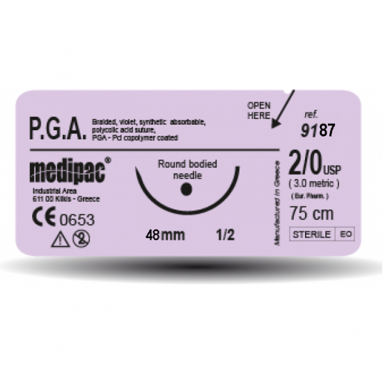 Ράμμα PGA 4/0 12mm 1/2 45cm κυκλική Medipac 9112