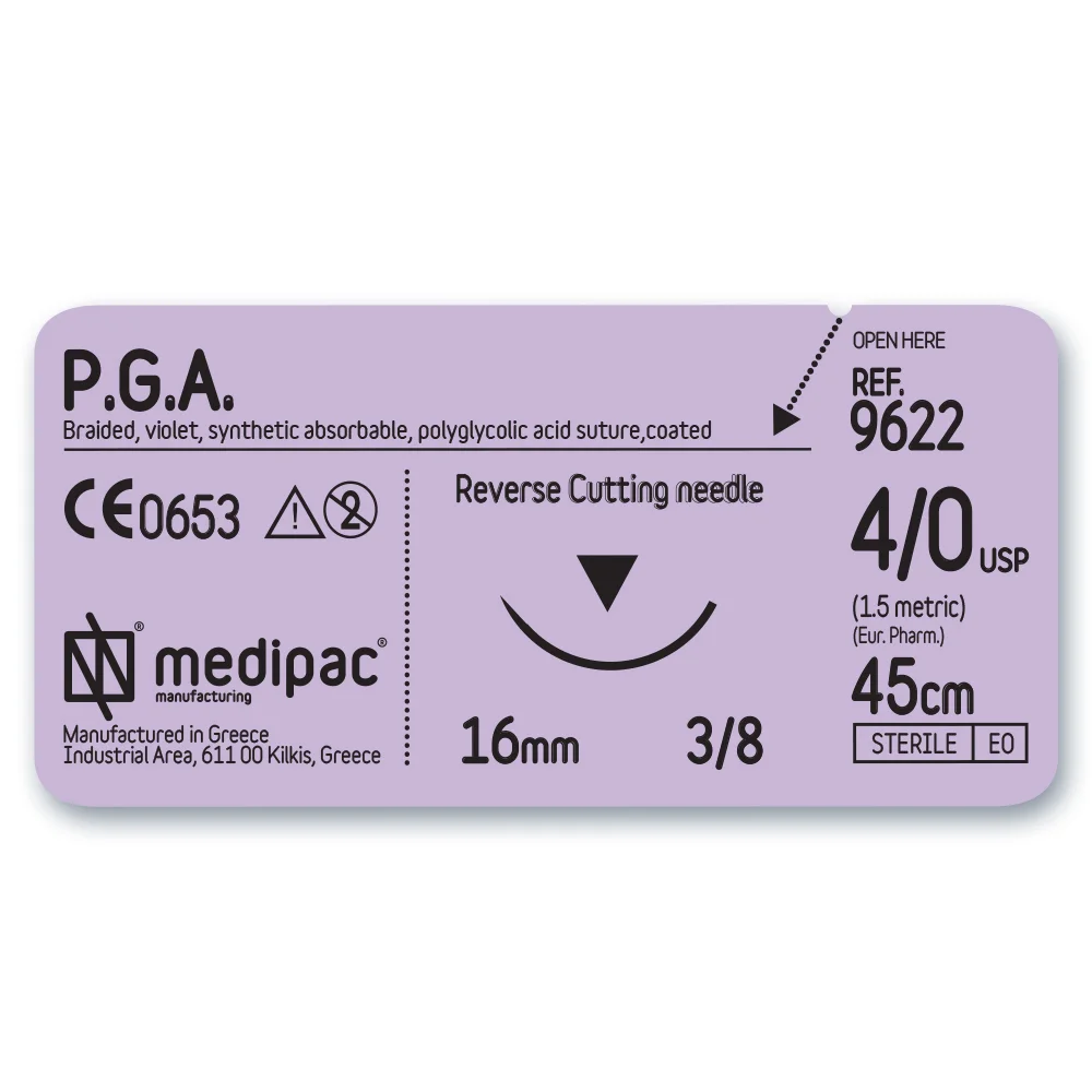 Ράμμα PGA 2/0 30mm 3/8 75cm τριγωνική Medipac 9654