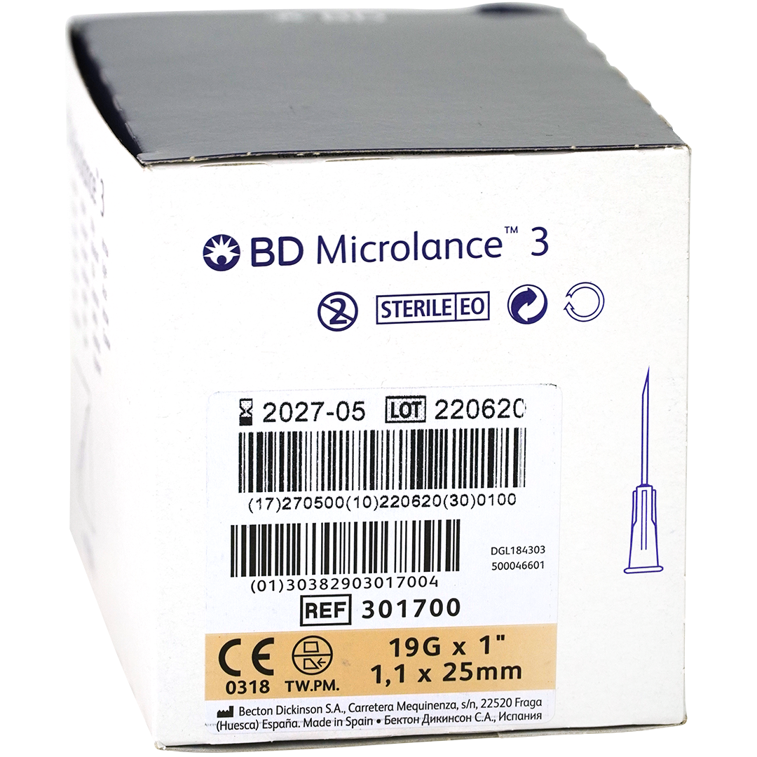 Βελόνες μιας χρήσης BD Microlance 19G x 1'' 100τμχ