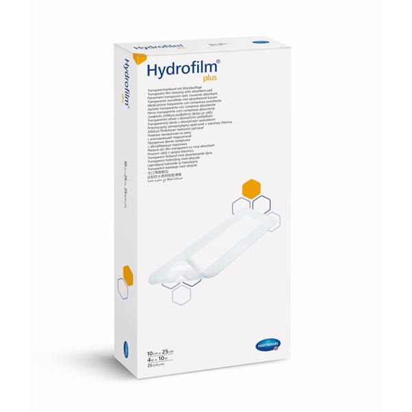 Αυτοκόλλητη Γάζα Hydrofilm Plus- Αδιάβροχη Διαφανής Μεμβράνη με γάζα 10Χ25cm(25τμχ)