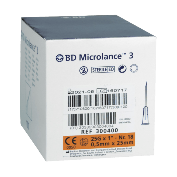 Βελόνες μιας χρήσης BD Microlance 25G x 1(100τμχ)