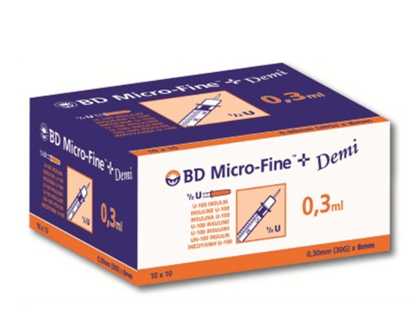 Σύριγγες Ινσουλίνης BD Microfine 30G X 8mm – 0,3ml (100τμχ)