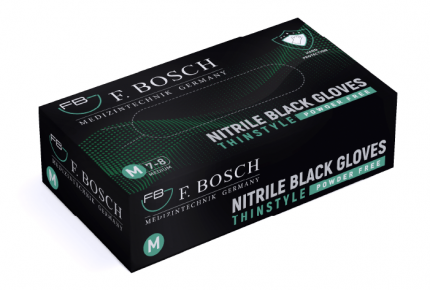 Γάντια Νιτριλίου F. Bosch ThinStyle Μαύρα Χωρίς Πούδρα(100τμχ)